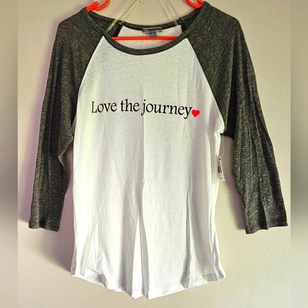 Gray and White Raglan 3/4 Sleeve T-Shirt